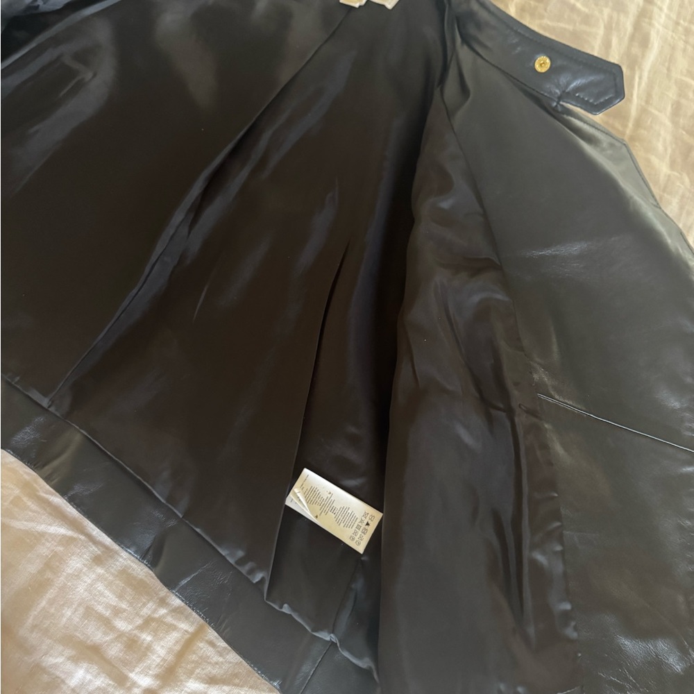 Michael Kors Black Leather Moto Jacket with Gold Hardware - Picture 2 of 7